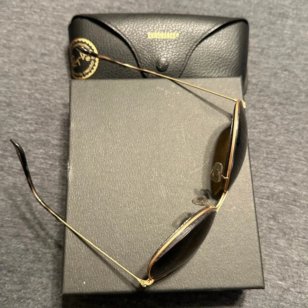Ray-Ban Vintage Chromance Polarized Gold Frame Sunglasses w Brown RX Lenses